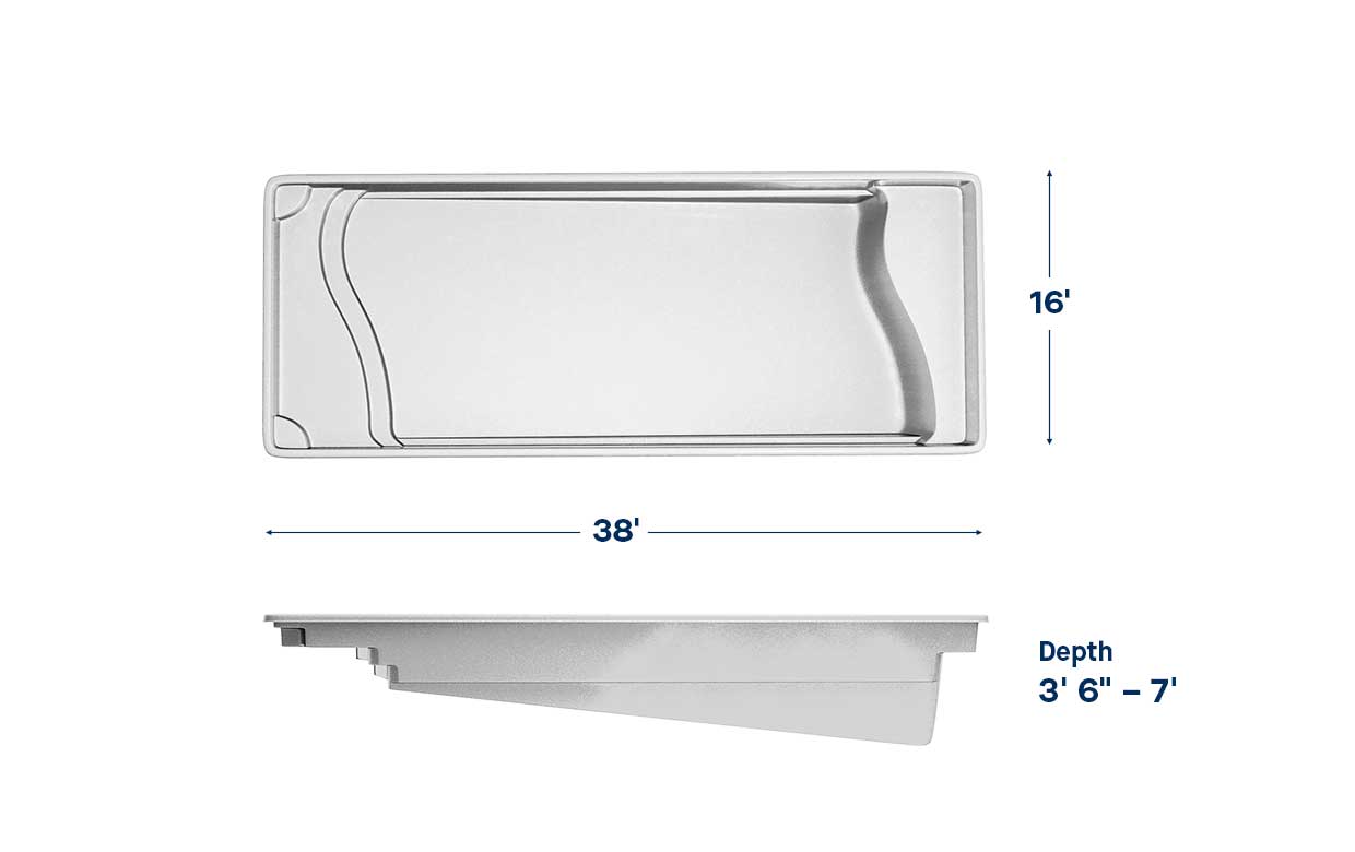 Barcelona 1638 Fiberglass Pool Specifications