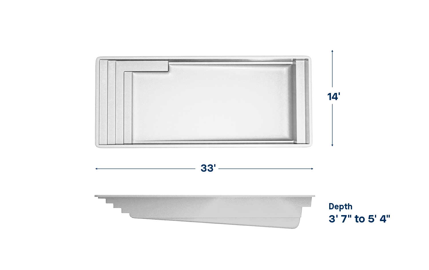 Claremont 1433 Fiberglass Pool Specifications