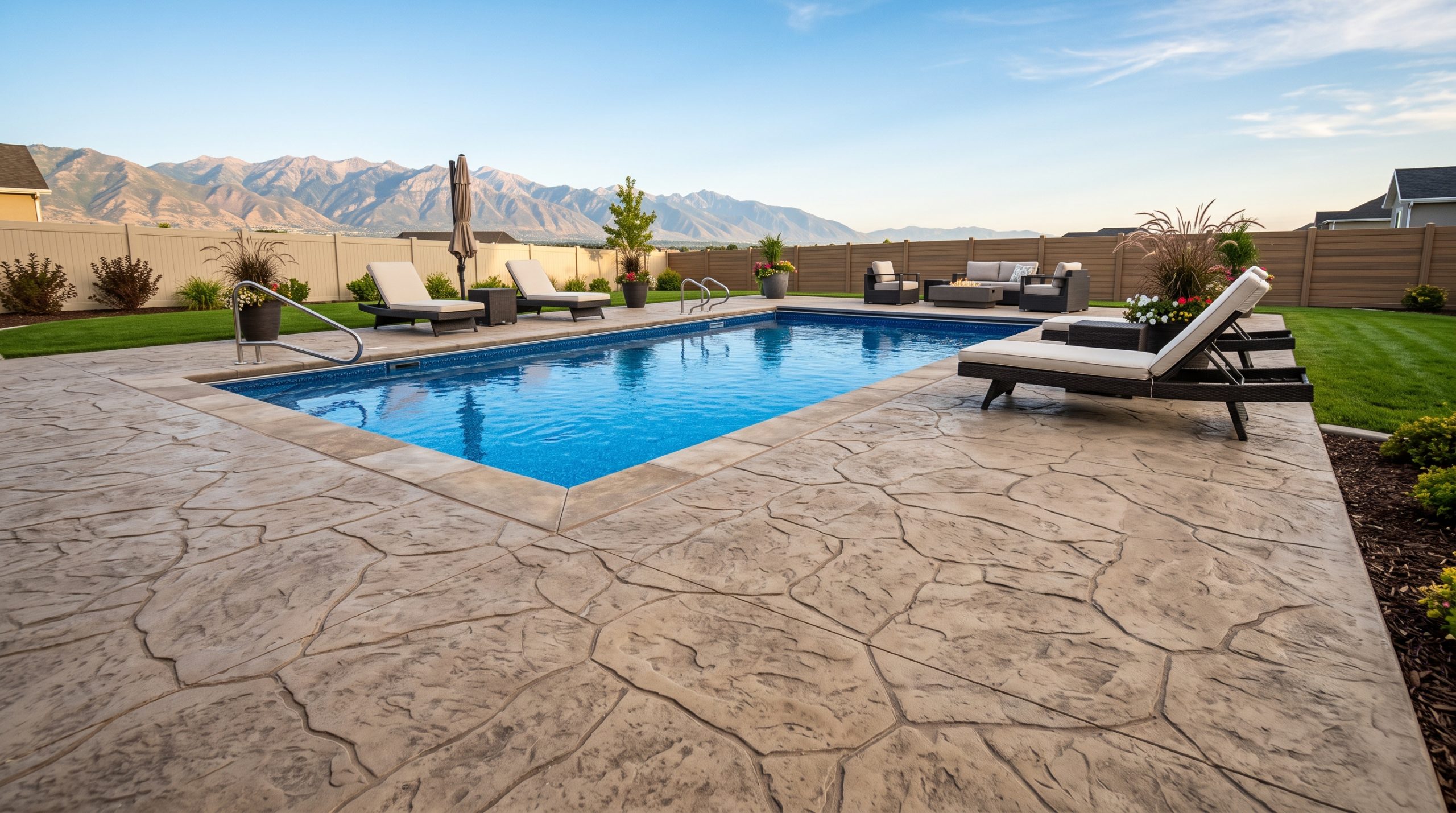 Textured concrete patio